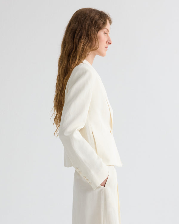 TWP Bone Sawyer Blazer in Coated Viscose Linen view 3