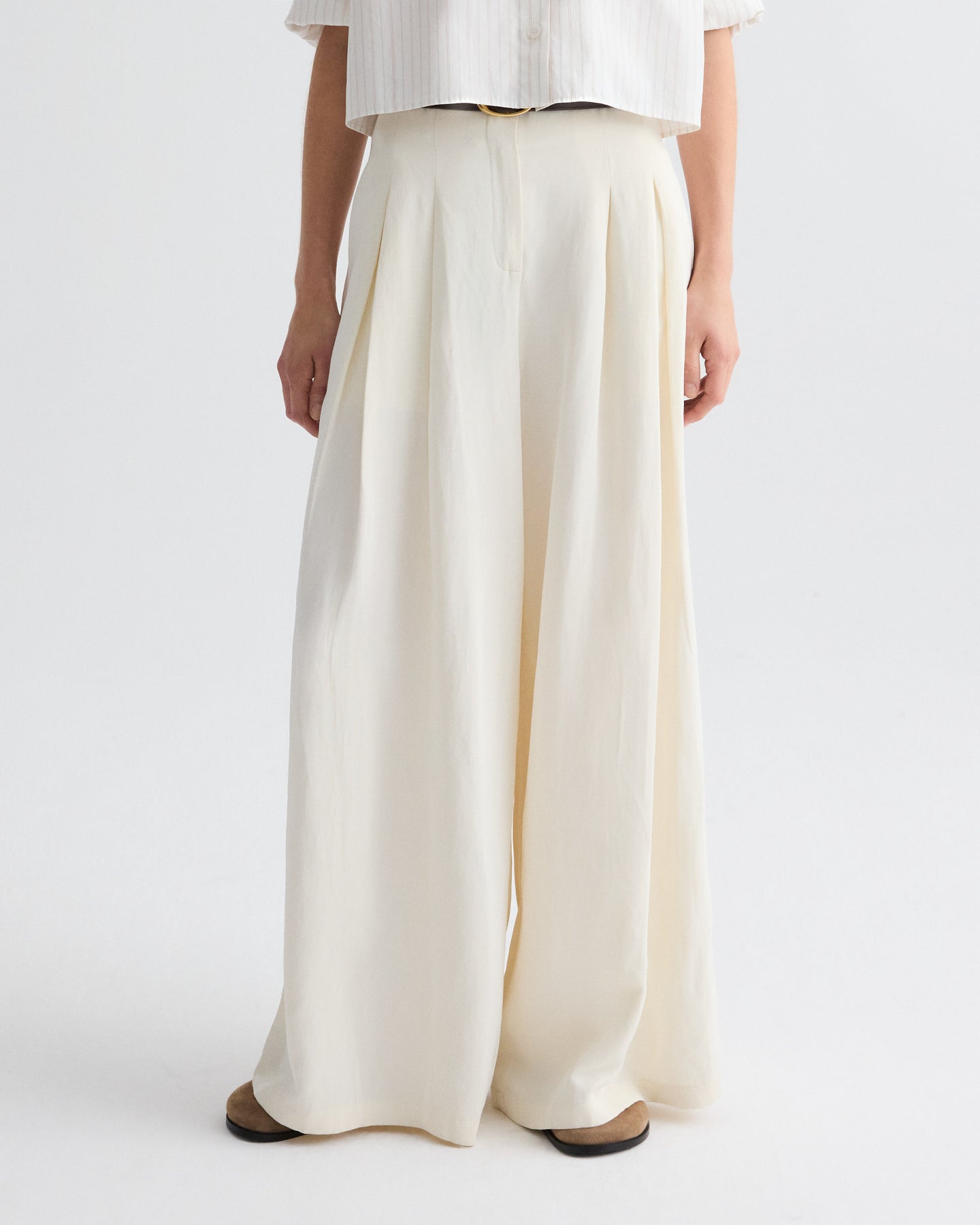 TWP Bone Drew Pant in Coated Viscose Linen view 2