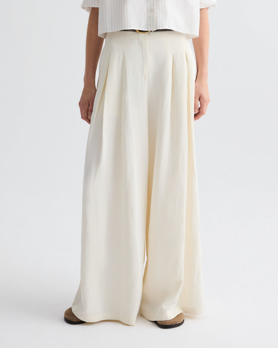 TWP Bone Drew Pant in Coated Viscose Linen view 2