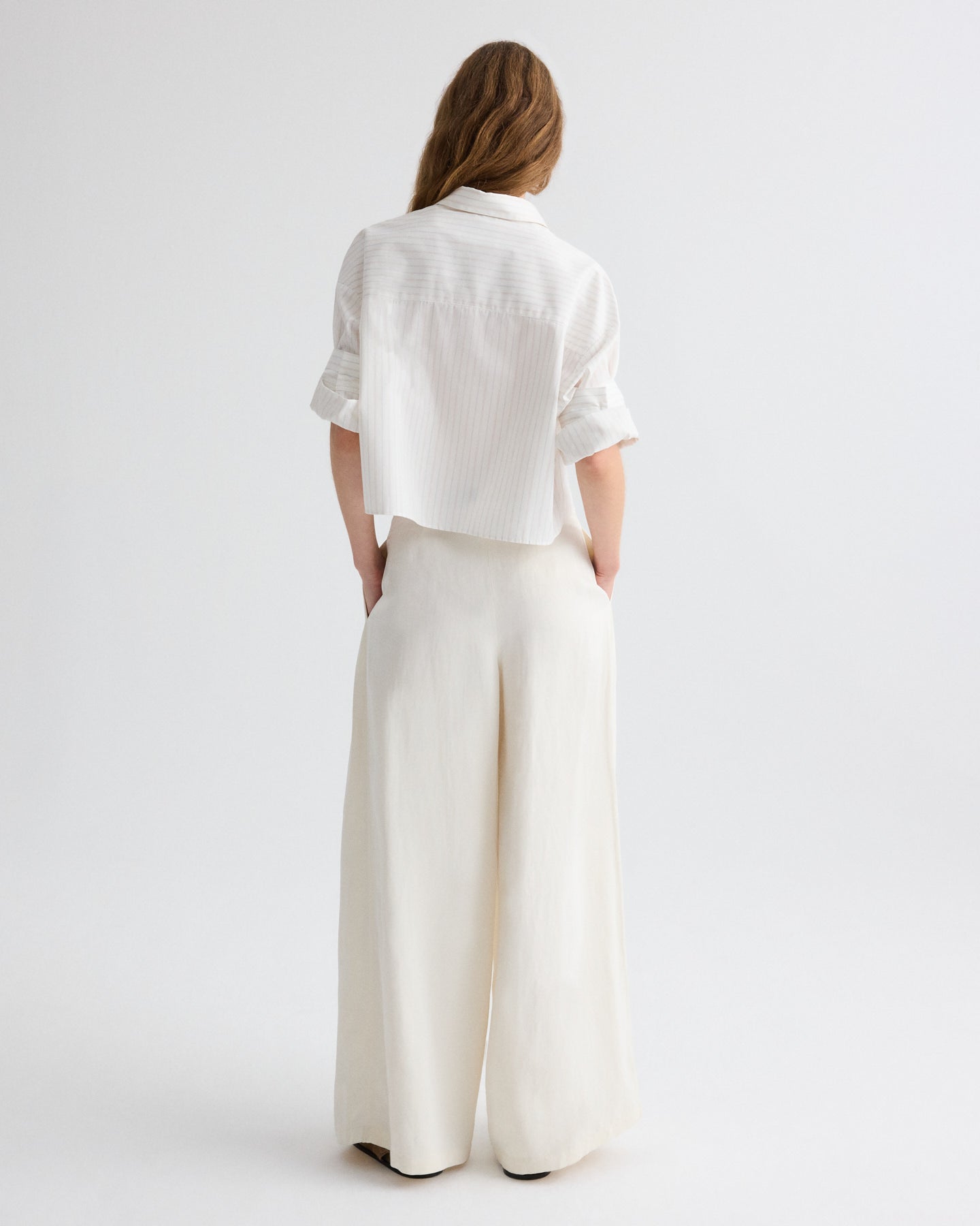 TWP Bone Drew Pant in Coated Viscose Linen view 5