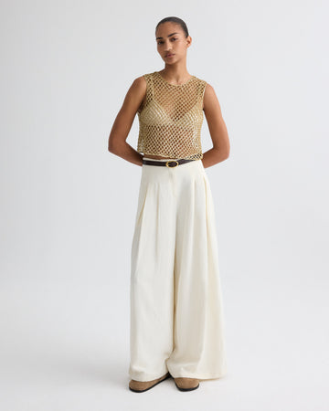 TWP Bone Drew Pant in Coated Viscose Linen view 6