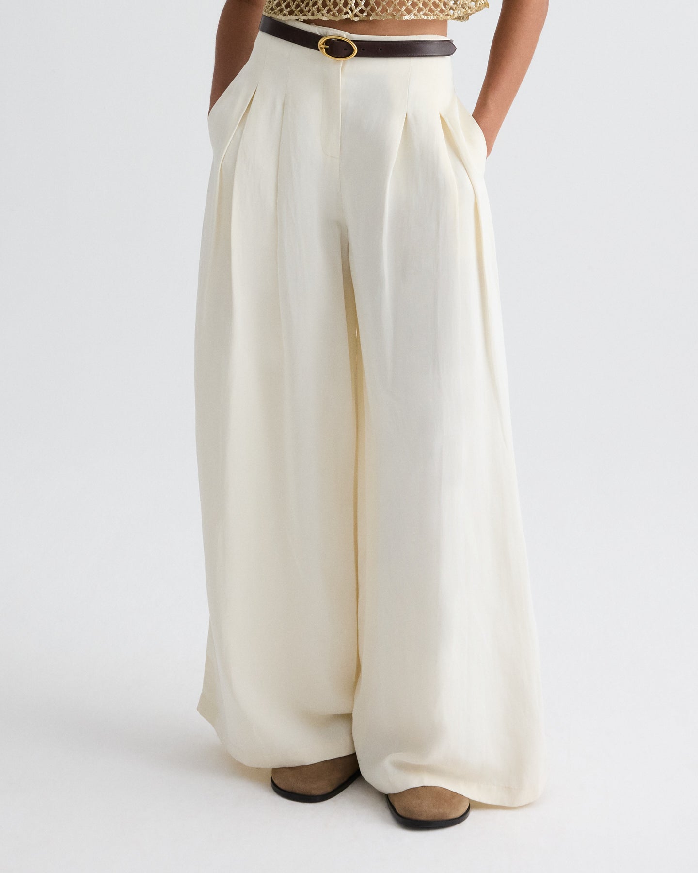 TWP Bone Drew Pant in Coated Viscose Linen view 7