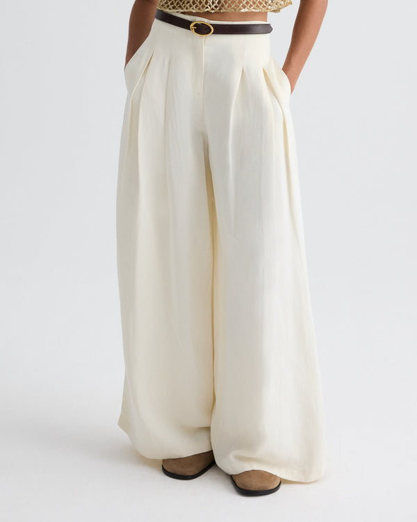 TWP Bone Drew Pant in Coated Viscose Linen view 7