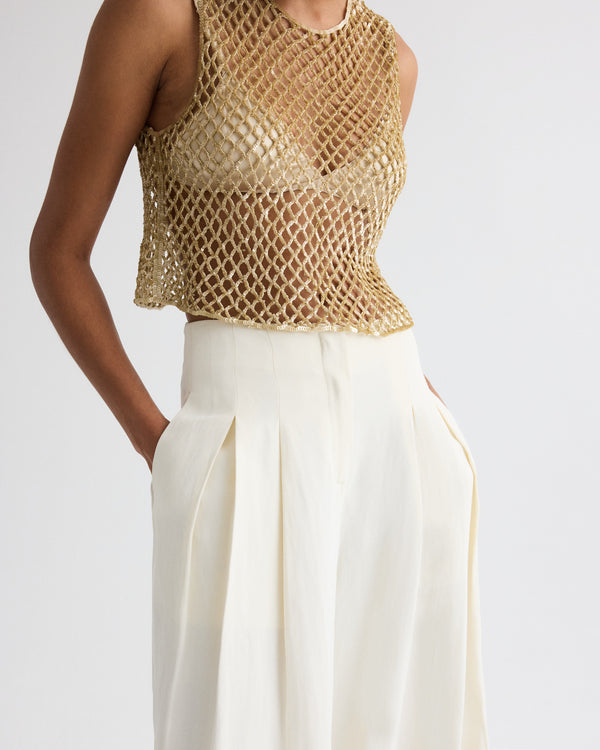 TWP Bone Drew Pant in Coated Viscose Linen view 9