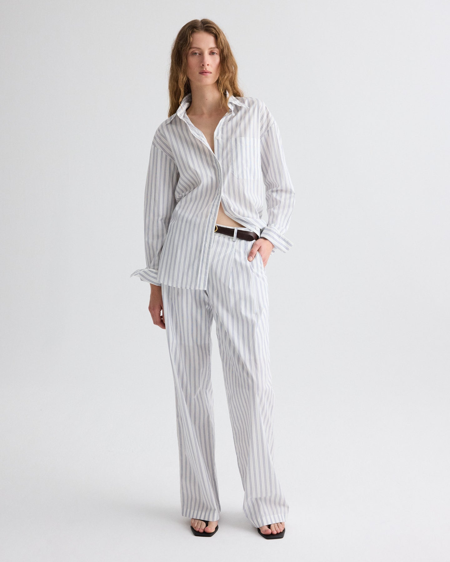 White / midnight Sulli Pant in Hairline Stripe | TWP