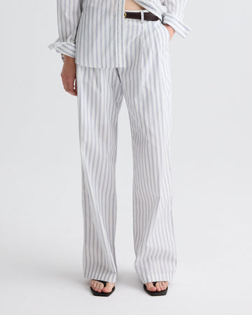 TWP White / midnight Sulli Pant in Hairline Stripe view 3