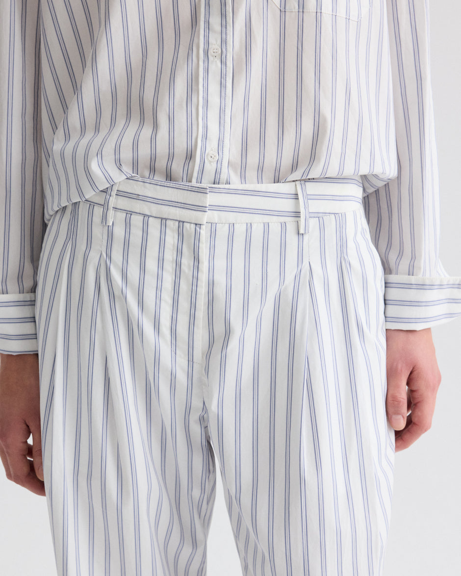 TWP White / midnight Sulli Pant in Hairline Stripe view 4