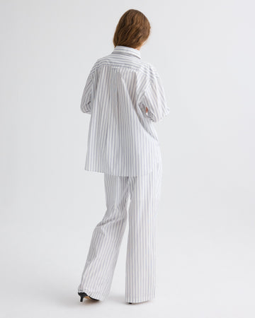 TWP White / midnight Sulli Pant in Hairline Stripe view 5