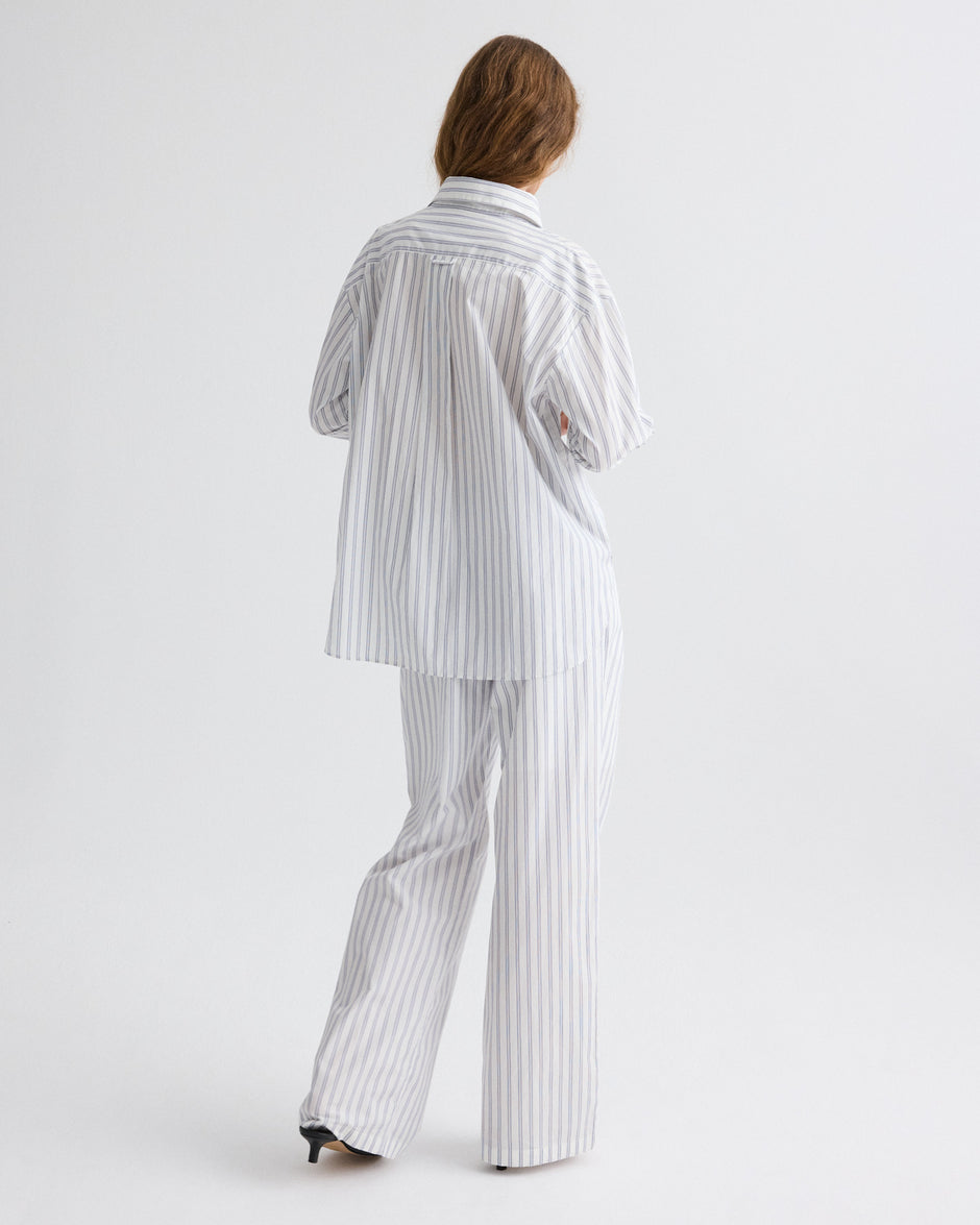 TWP White / midnight Sulli Pant in Hairline Stripe view 5
