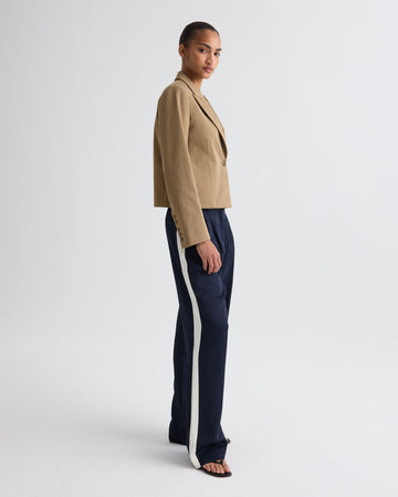 TWP Midnight / bone Sulli Pant with Tux in Coated Viscose Linen view 2