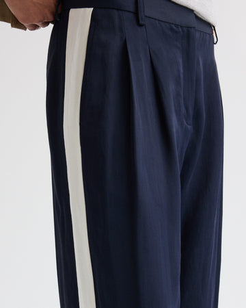 TWP Midnight / bone Sulli Pant with Tux in Coated Viscose Linen view 1