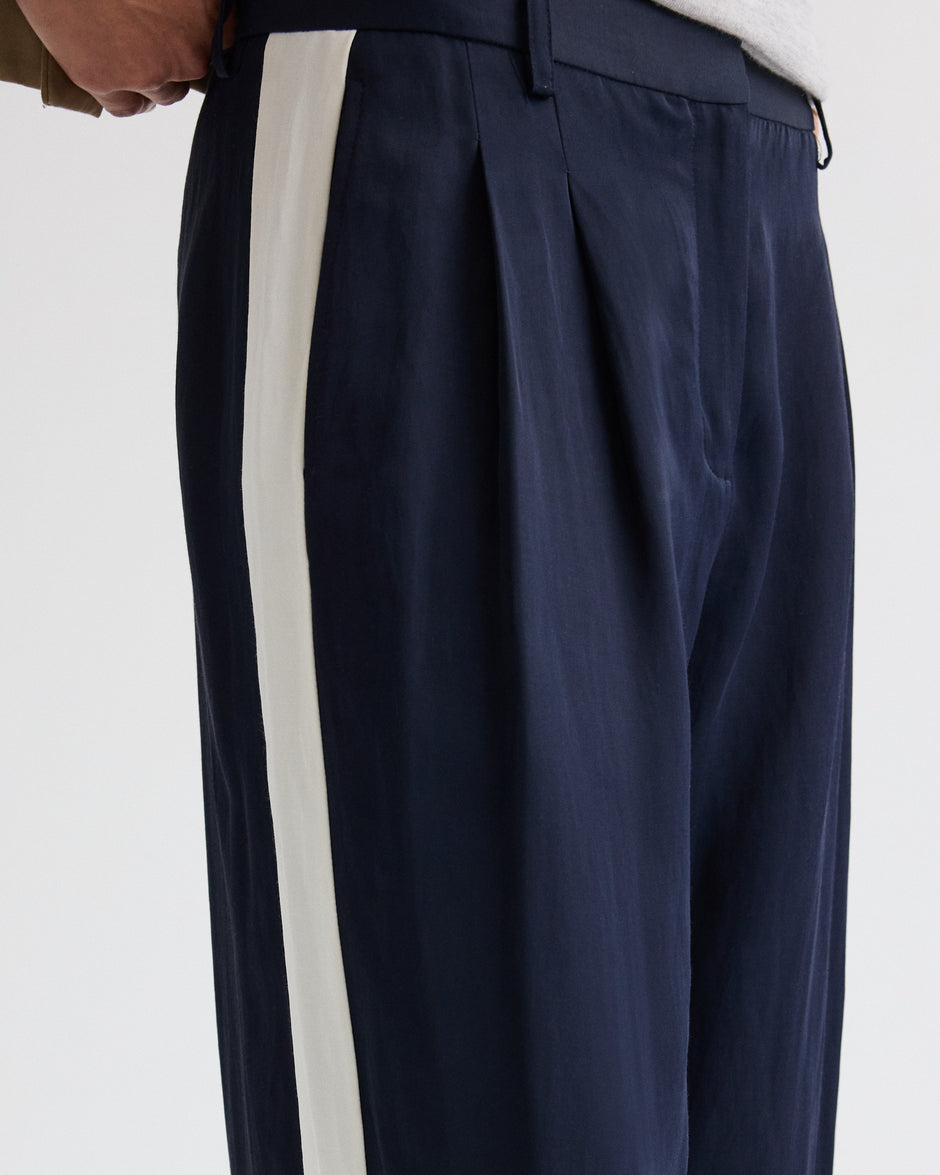 TWP Midnight / bone Sulli Pant with Tux in Coated Viscose Linen view 1