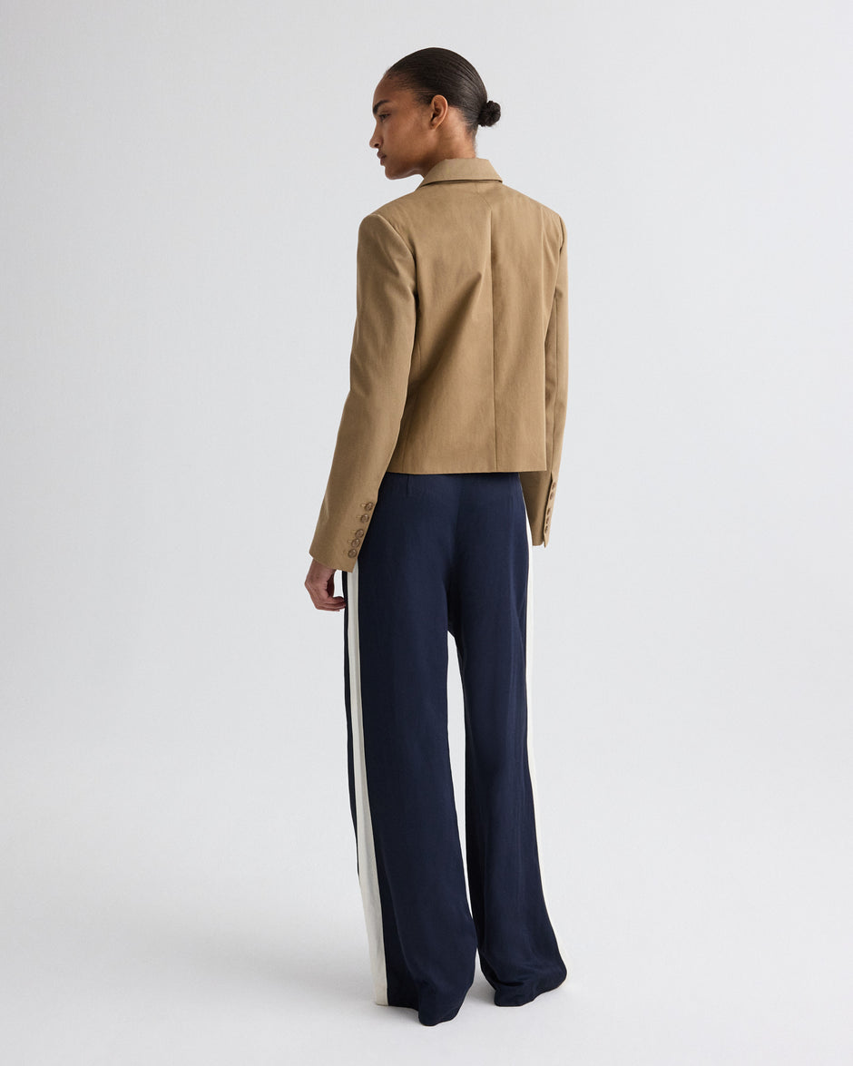 TWP Midnight / bone Sulli Pant with Tux in Coated Viscose Linen view 5