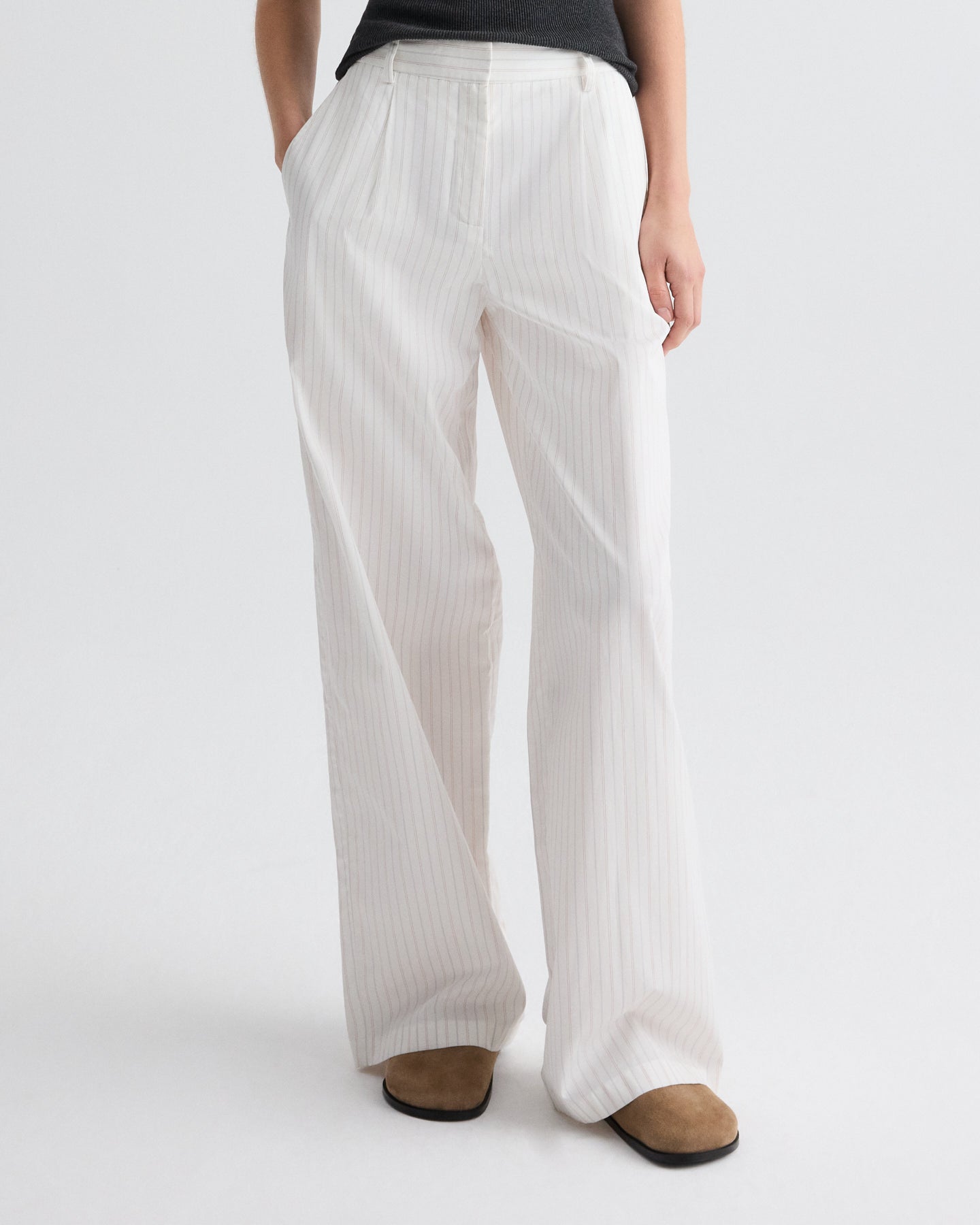 White multi Hudson St. Pant in Mixed Pinstripe Superpop | TWP