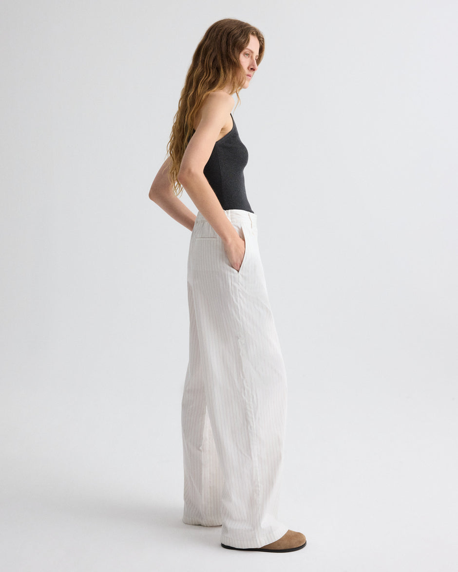 TWP White multi Hudson St. Pant in Mixed Pinstripe Superpop view 4