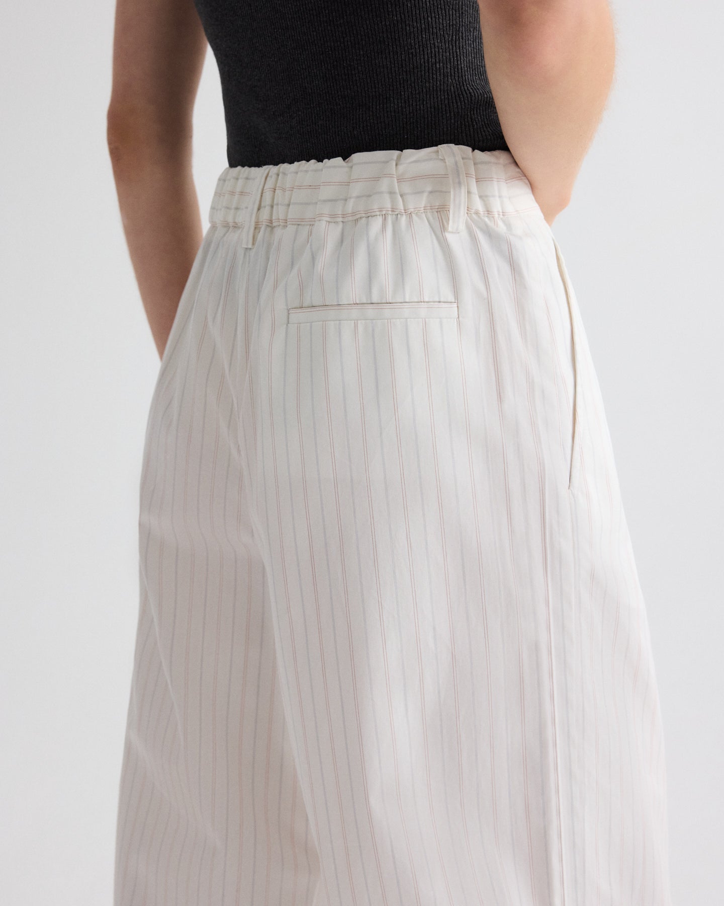 White multi Hudson St. Pant in Mixed Pinstripe Superpop | TWP