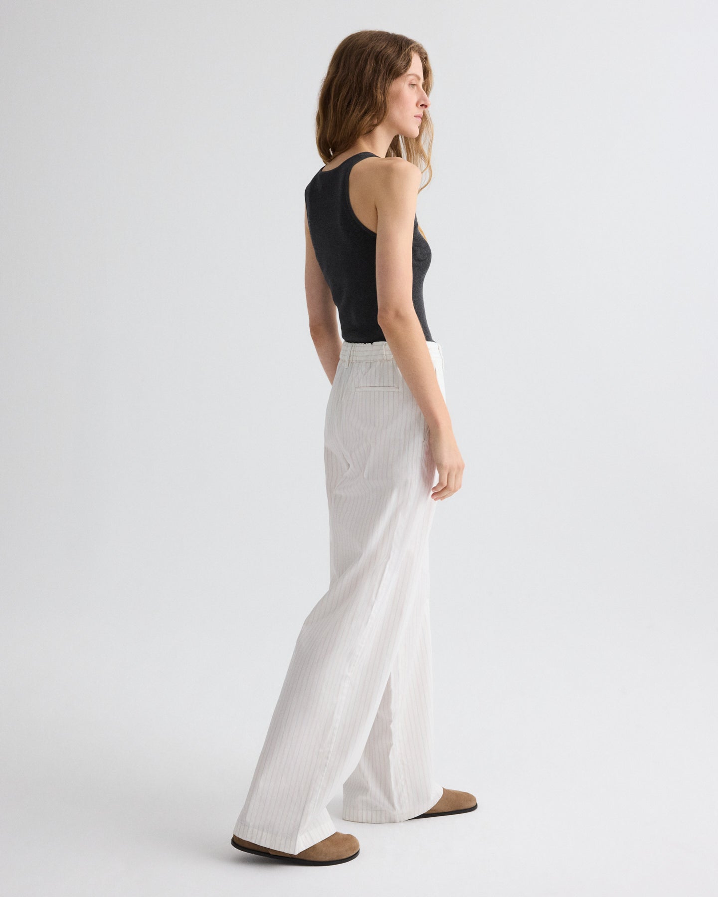 White multi Hudson St. Pant in Mixed Pinstripe Superpop | TWP