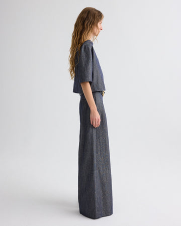 TWP Medium indigo / gold Avery Pant in Sequined Denim view 3