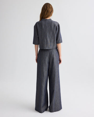 TWP Medium indigo / gold Avery Pant in Sequined Denim view 5