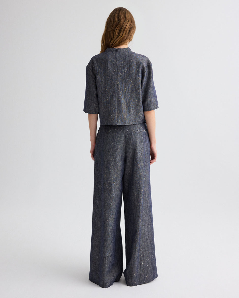 TWP Medium indigo / gold Avery Pant in Sequined Denim view 5