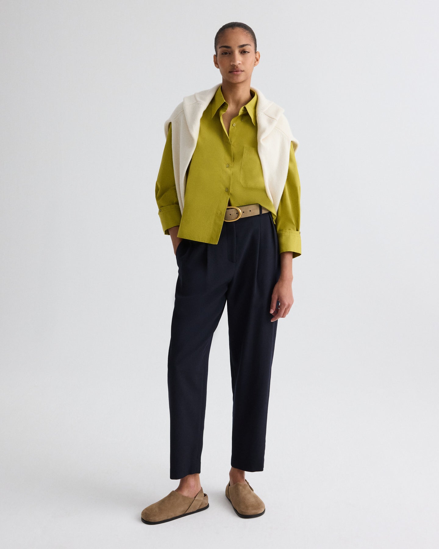 TWP Midnight Cornelia St. Pant in Cavalry Twill Suiting view 2