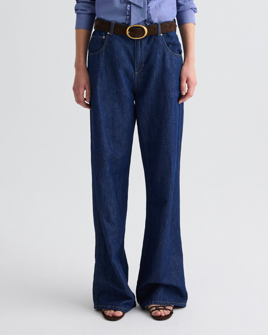 TWP Indigo resin Blue Jean Baby in Cotton Linen Denim view 2