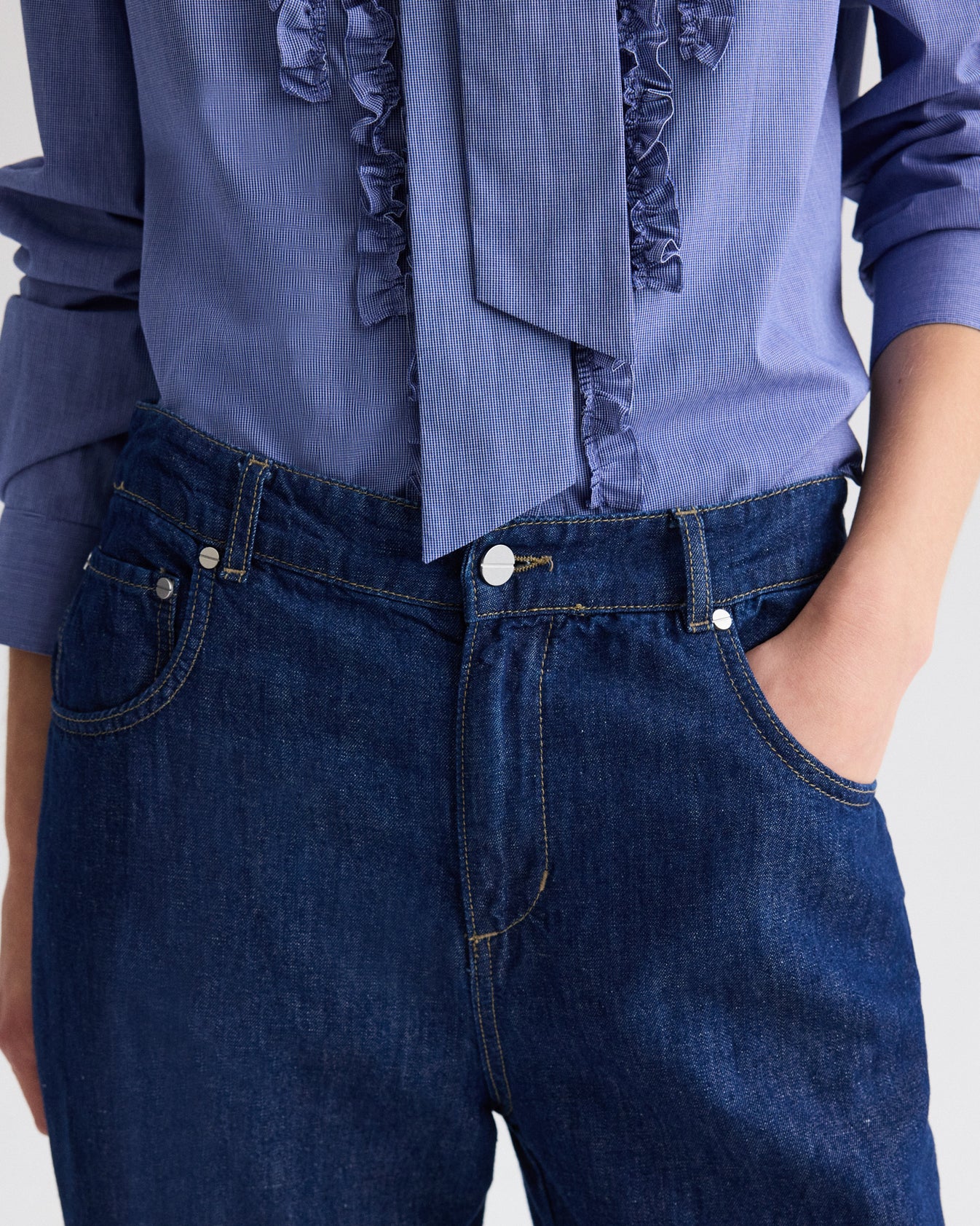 TWP Indigo resin Blue Jean Baby in Cotton Linen Denim view 3