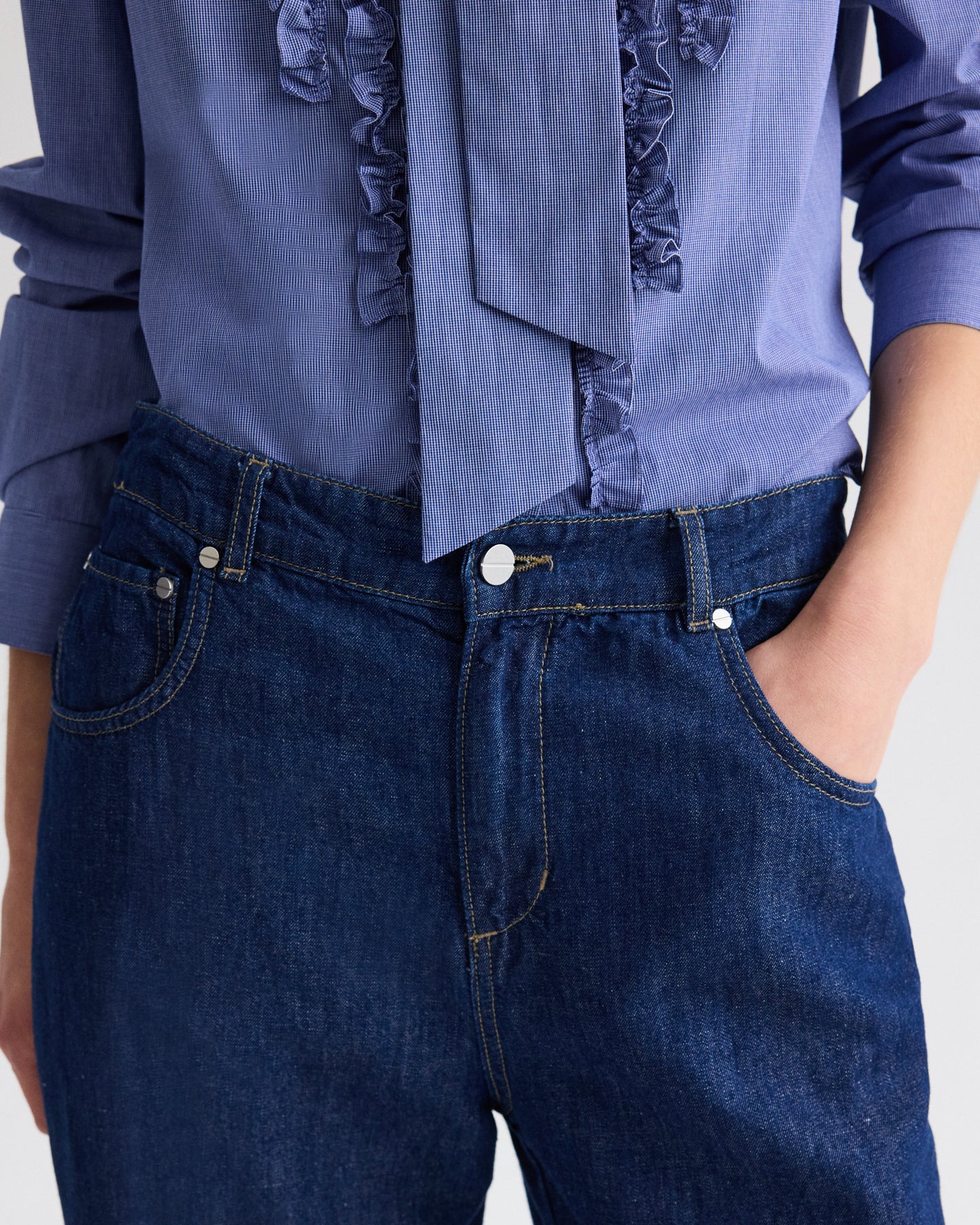 TWP Indigo resin Blue Jean Baby in Cotton Linen Denim view 3