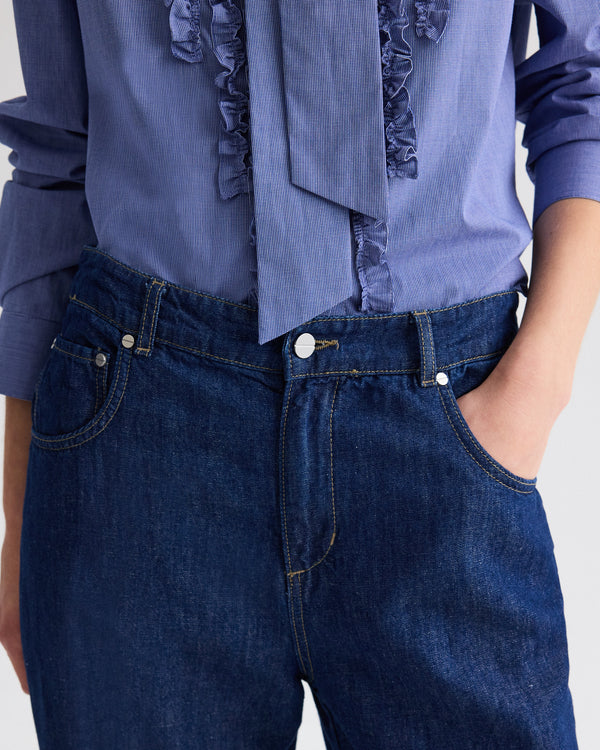 TWP Indigo resin Blue Jean Baby in Cotton Linen Denim view 3