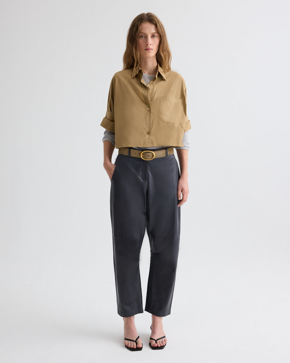 TWP Midnight Jett Pant in Paper Leather view 6