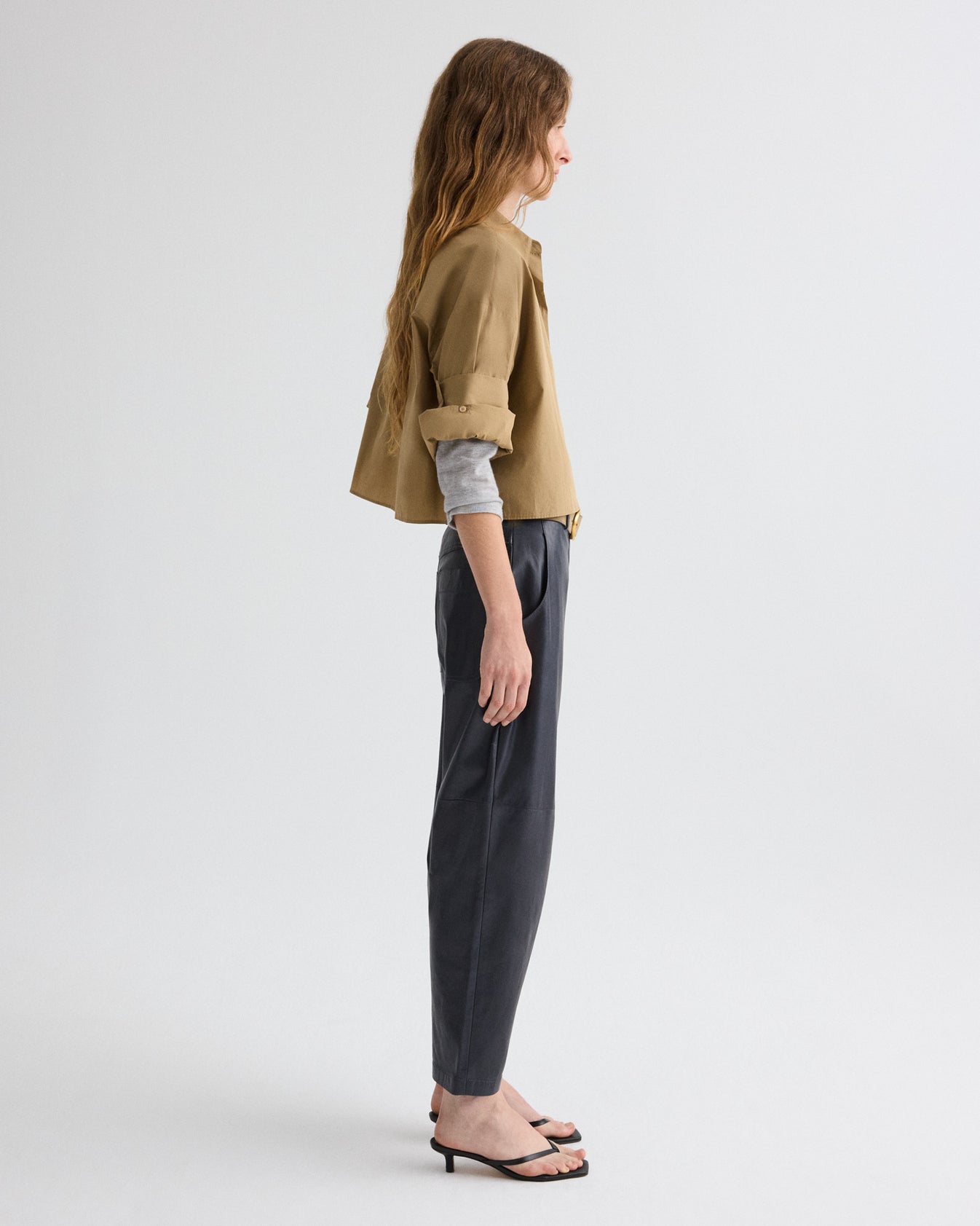 TWP Midnight Jett Pant in Paper Leather view 9