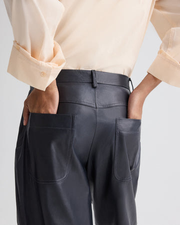 TWP Midnight Jett Pant in Paper Leather view 3