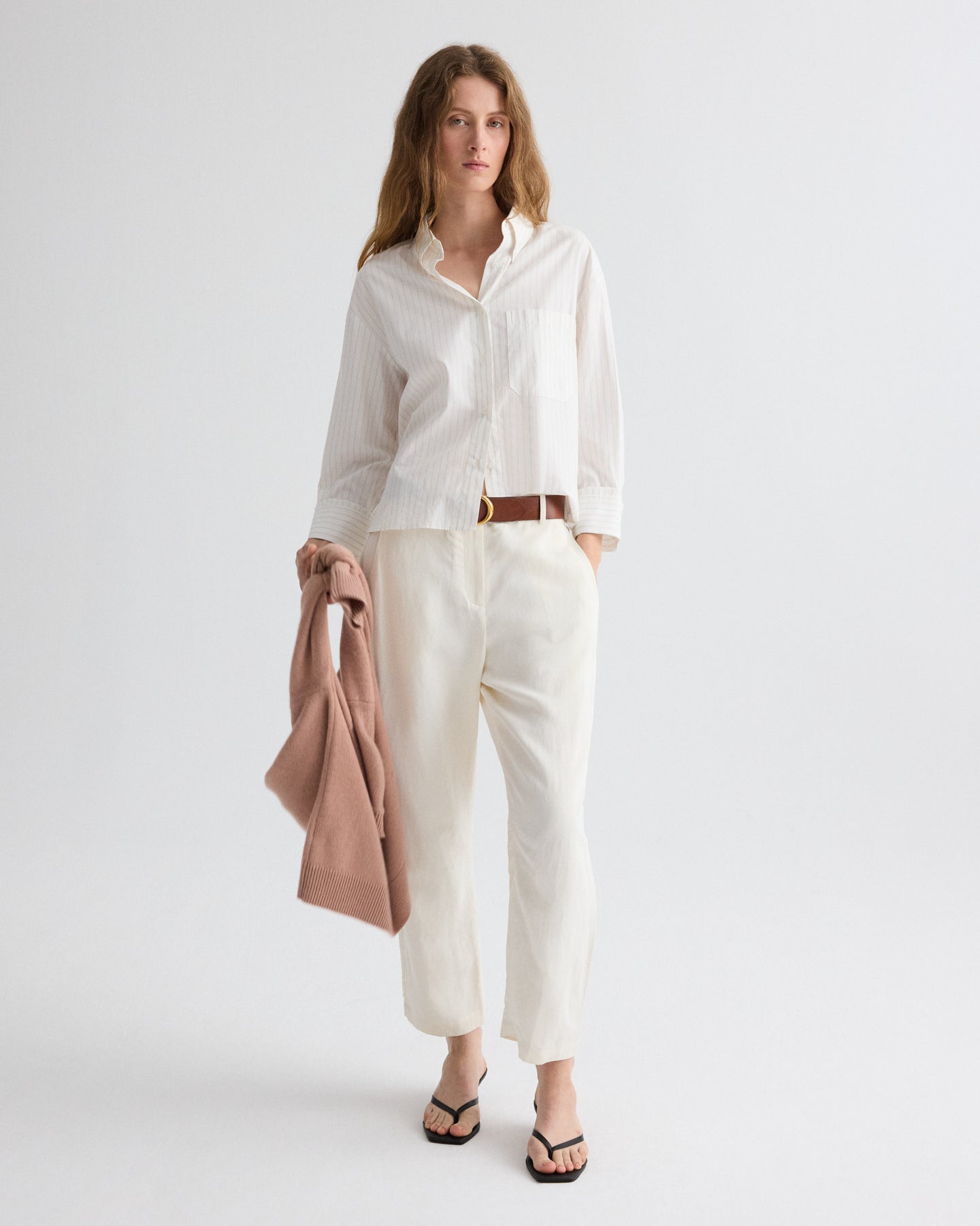 TWP Bone Jetties Beach Pant in Coated Viscose Linen view 1