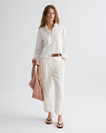 TWP Bone Jetties Beach Pant in Coated Viscose Linen view 1