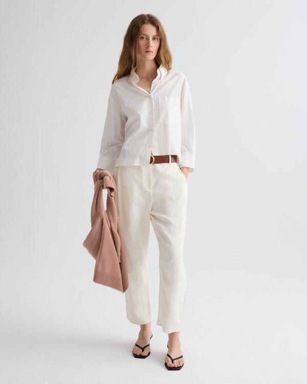 TWP Bone Jetties Beach Pant in Coated Viscose Linen view 1