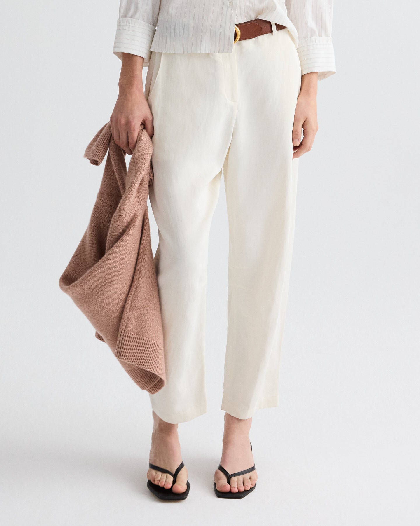 TWP Bone Jetties Beach Pant in Coated Viscose Linen view 2