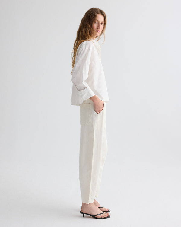 TWP Bone Jetties Beach Pant in Coated Viscose Linen view 4