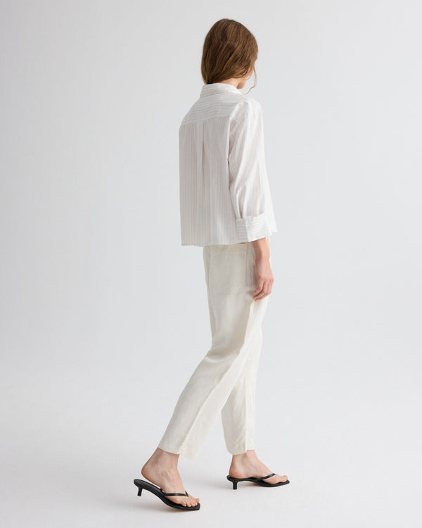 TWP Bone Jetties Beach Pant in Coated Viscose Linen view 5