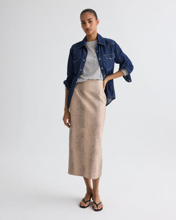 TWP Taupe multi Miles Skirt in Embossed Python Leather view 1