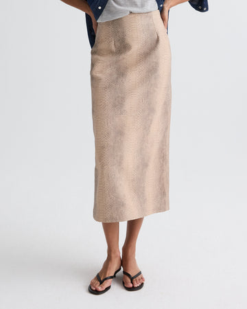 TWP Taupe multi Miles Skirt in Embossed Python Leather view 2
