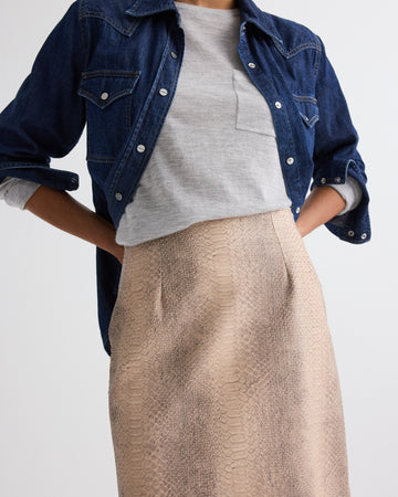 TWP Taupe multi Miles Skirt in Embossed Python Leather view 4
