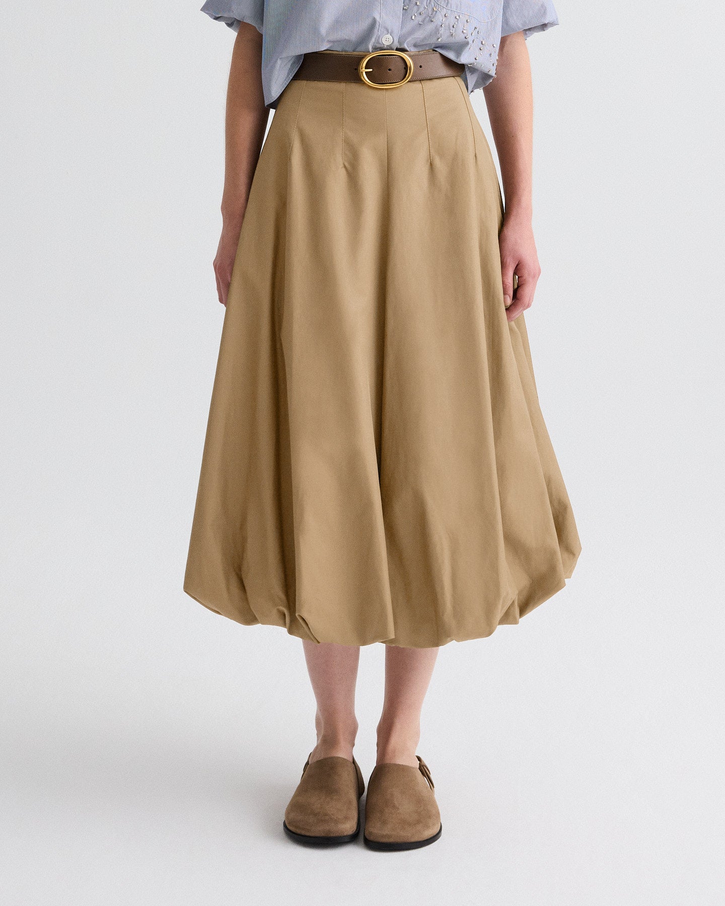 TWP British khaki Full Intentions Skirt in Trench Chino Twill view 1