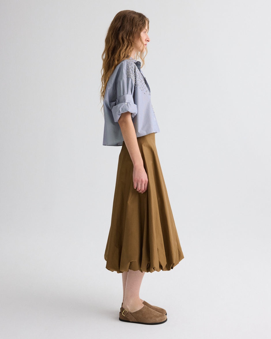 TWP British khaki Full intentions Skirt in Water Repellent Twill view 5