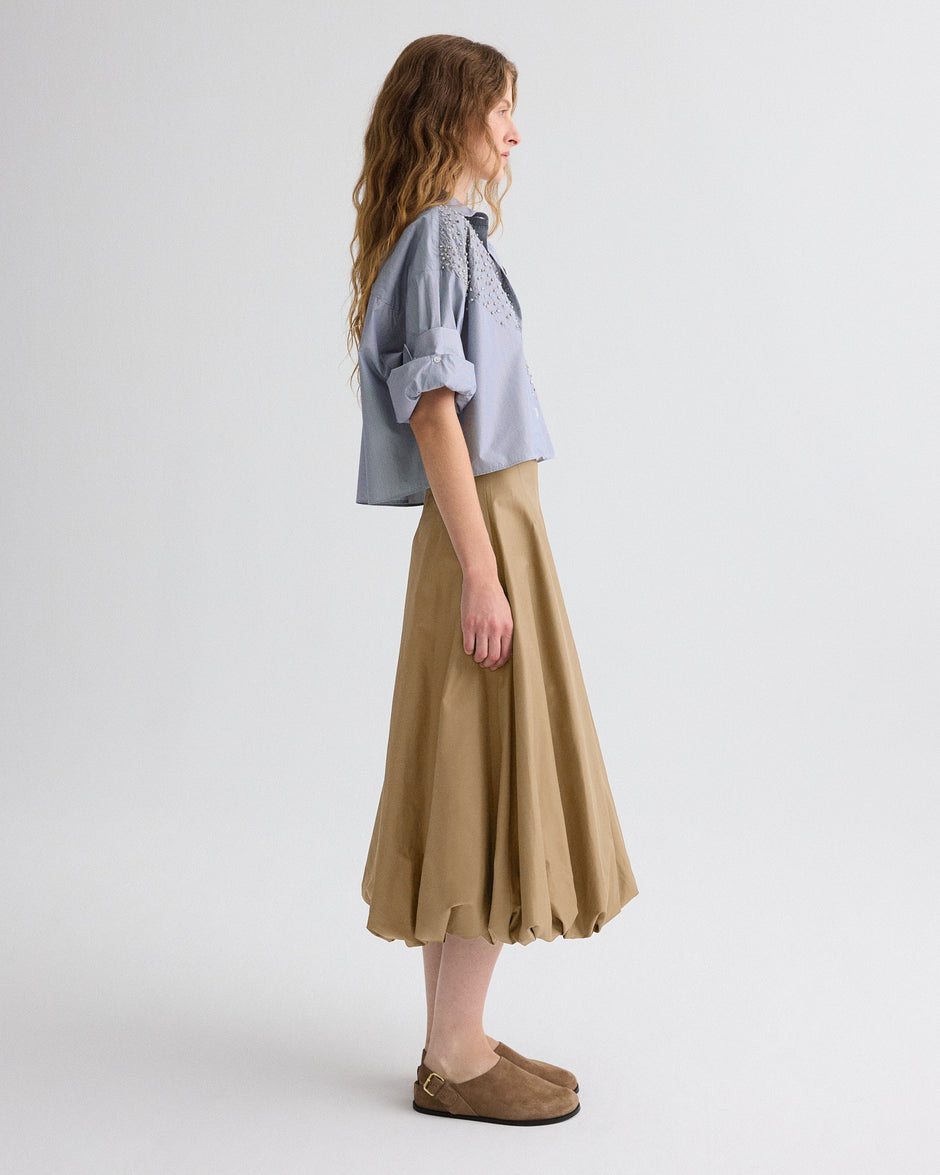 TWP British khaki Full Intentions Skirt in Trench Chino Twill view 4