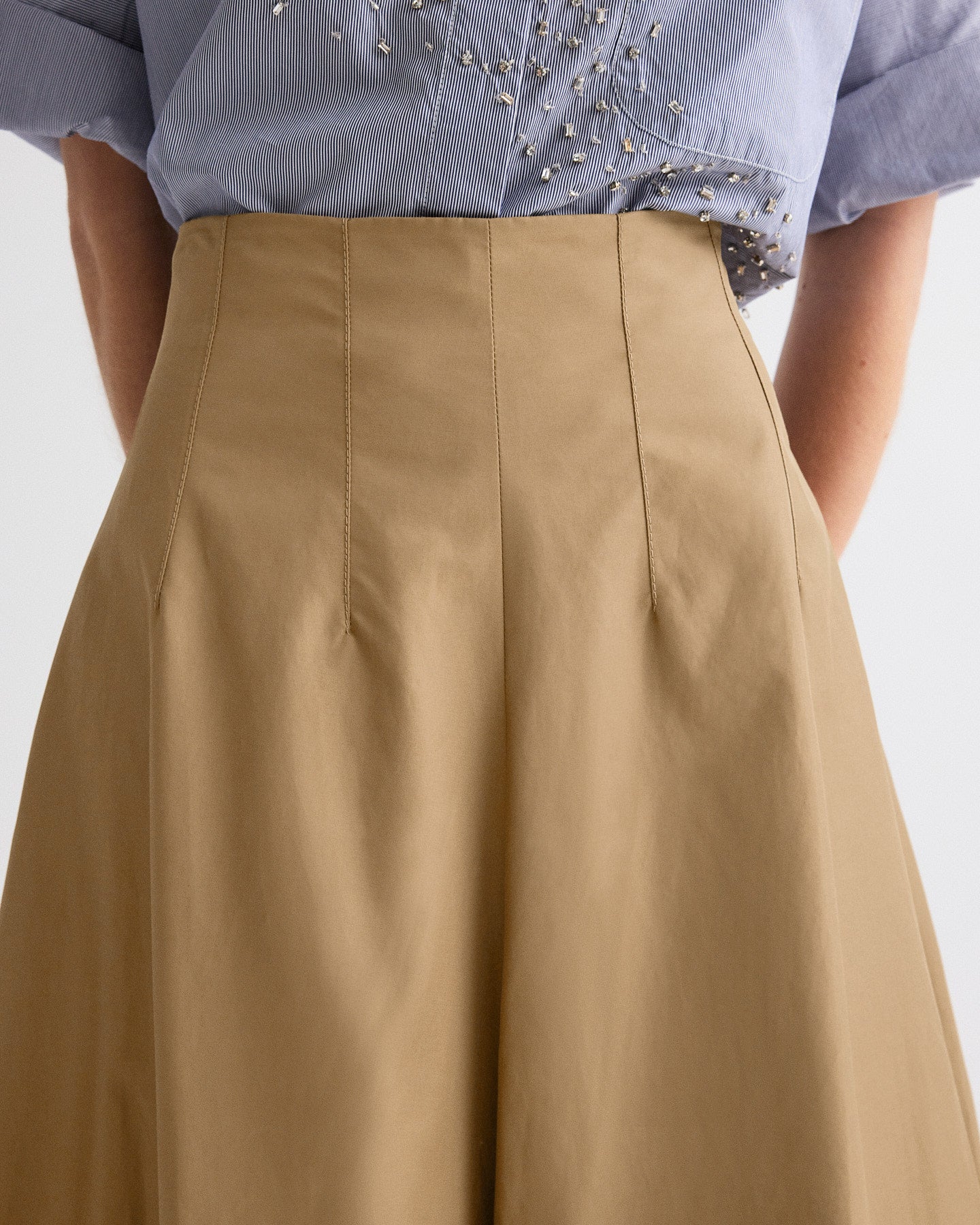 TWP British khaki Full Intentions Skirt in Trench Chino Twill view 3