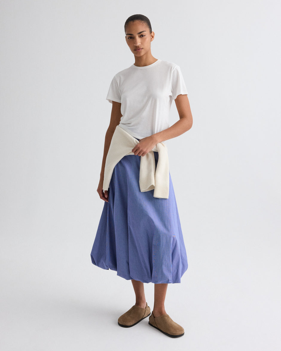 TWP White / navy Full intentions Skirt in Micro Check view 1