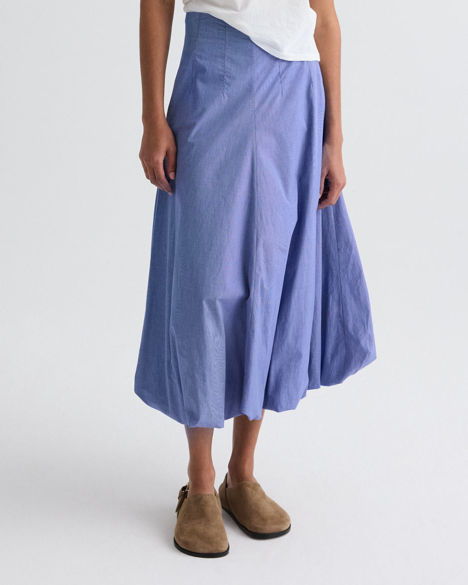 TWP White / navy Full intentions Skirt in Micro Check view 2