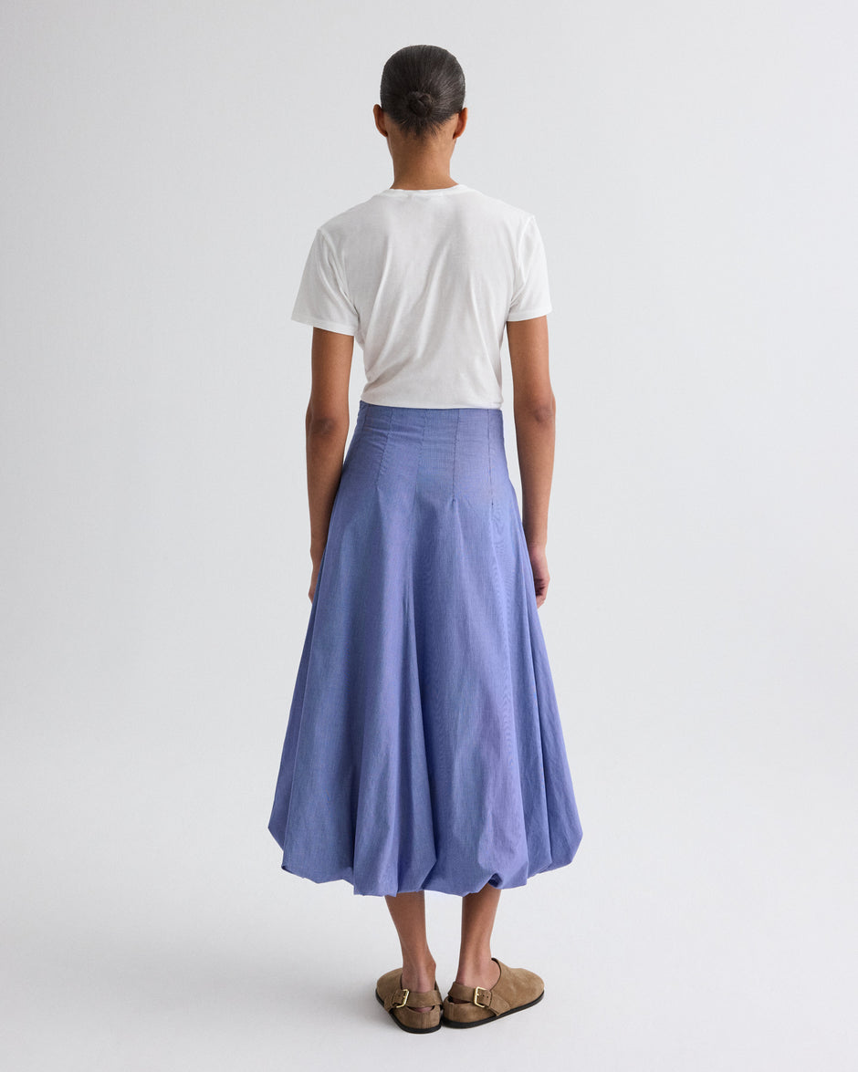 TWP White / navy Full intentions Skirt in Micro Check view 5