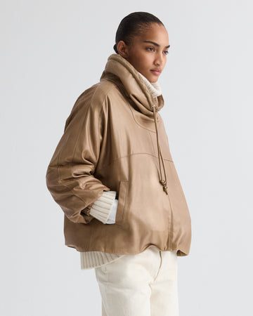 TWP Olive grey Pull Me Over Hoodie in Paper Leather view 3