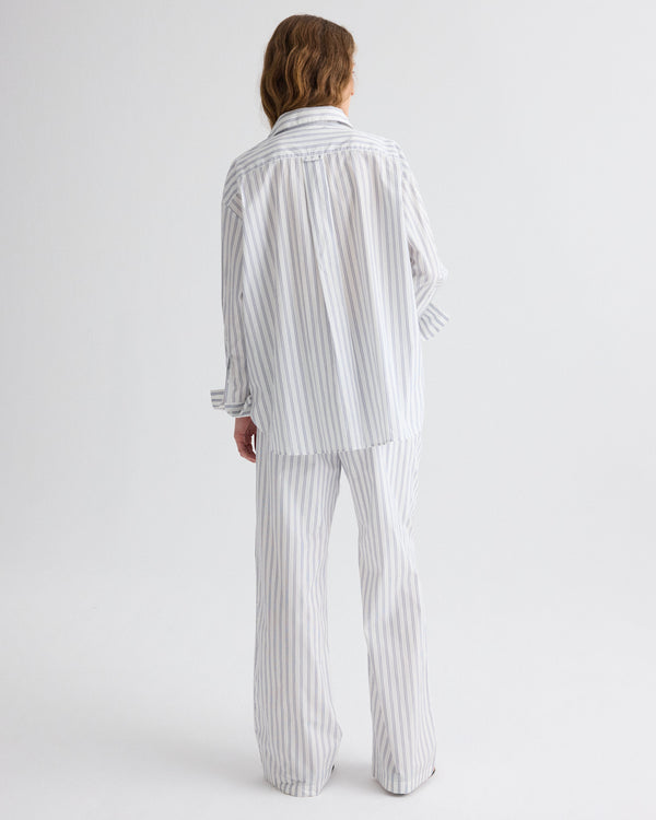 TWP White / midnight Big Joe Shirt in Hairline Stripe view 10